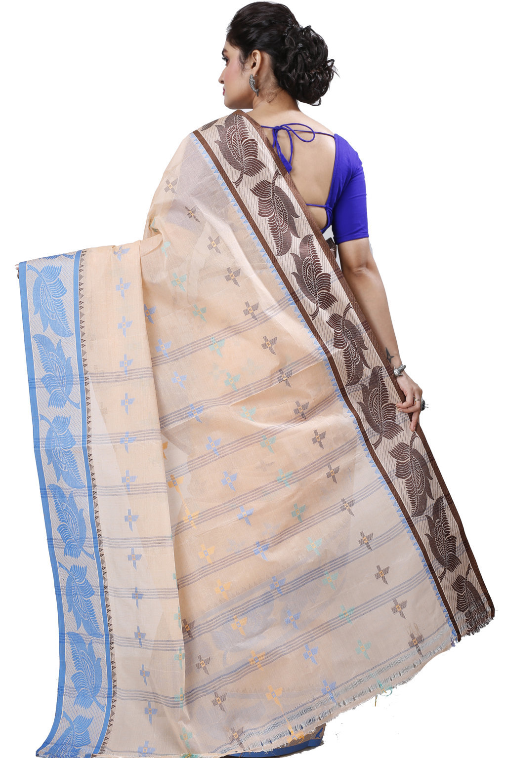Light Brown Pure Cotton Rowan Tant Saree (979)